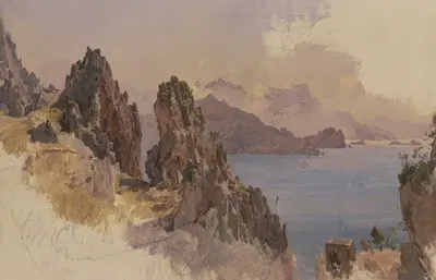 Южноитальянское скалистое побережье by Иоганн Непомук Раух, 1841-1847 — digital art print download