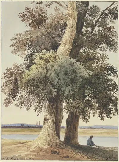 Два дерева на реке by Людвиг Даниэль Филипп Шмидт, 1833 — digital art print download