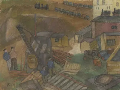 Строительная площадка И. Г. Фарбен by Полина Коварзик, 1928 — digital art print download