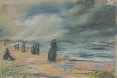 Прогулка на пляже by Вильгельм Гутман, 1908 — digital art print download