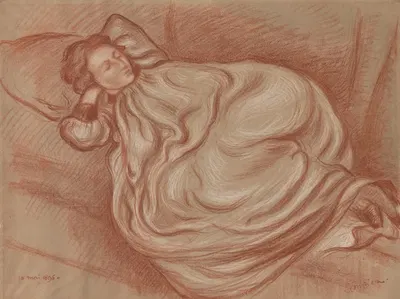 Reclining Girl with Wide Dress by Georges Lemmen, 1896 — digital art print download