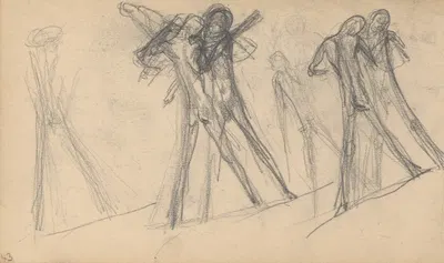 Page from the Sketchbook with Figure Studies by George Minne — digital art print download