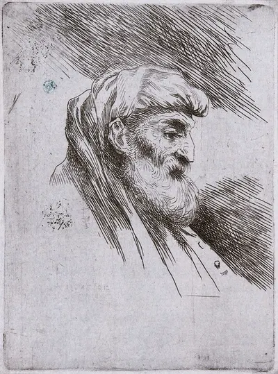 Old Bearded Man in Profile by Джованни Бенедетто Кастильоне — digital art print download