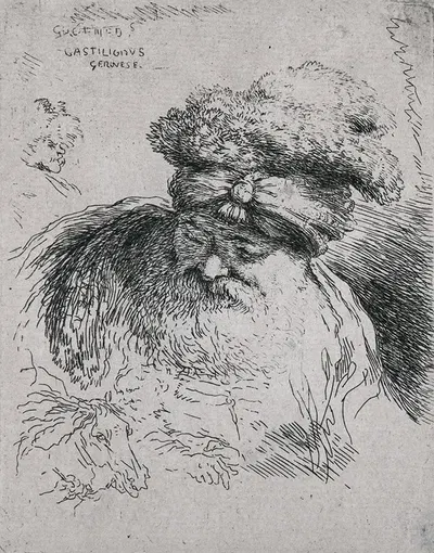Old Bearded Man with a Turban by Джованни Бенедетто Кастильоне — digital art print download