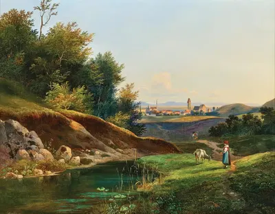 Вид на Перхтольдсдорф рядом с Веной by Франц Штайнфельд, 1845 — digital art print download