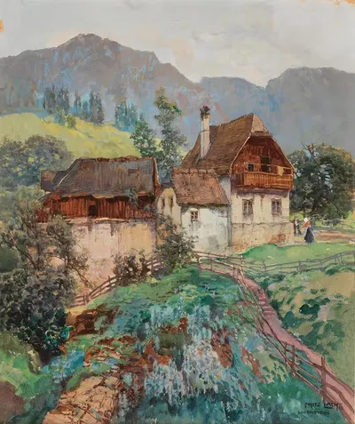 Ферма в Лозенштайне рядом со Штайром в Верхней Австрии by Фриц Лах, 1918 — digital art print download