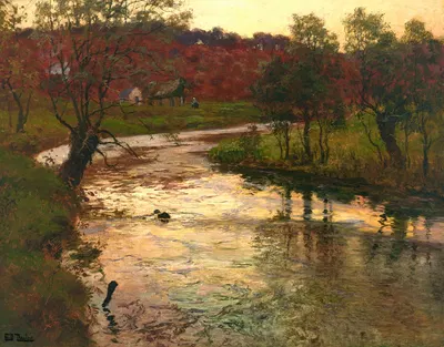 Sunset over L'Elle river, near Quimperlé, France by Frits Thaulow, 1901 — digital art print download