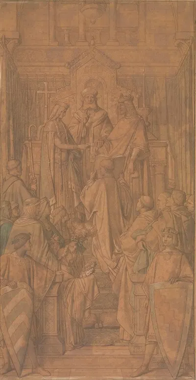 Marriage of Raymond de Pierrepont With Walburgis, Margravine of Antwerp, in 1224 by Годфрид Гуффенс, 1882 — digital art…