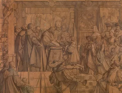 Mayor Jan van de Werve Receives the Oath From Prince Charles in 1515 by Годфрид Гуффенс, 1889 — digital art print download