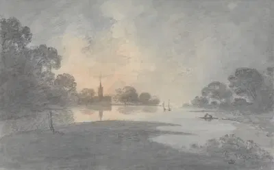 Река на закате, Оксфорд by Преподобный Уильям Генри Барнард, 1792 — digital art print download