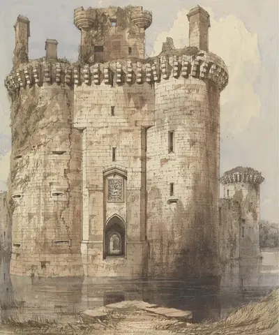 Вход в замок Кэрлаверок и боковые башни by Роберт Уильям Биллингс, 1848 — digital art print download