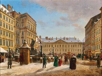 Новый рынок в Вене зимой by Рудольф фон Альт, 1835 — digital art print download