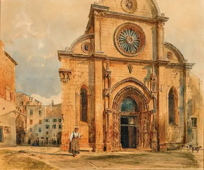 Собор в Сибенике (Сибеник) в Далмации by Рудольф фон Альт, 1840 — digital art print download