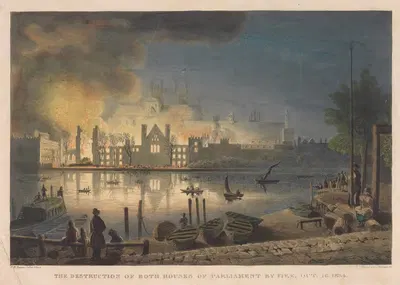 Уничтожение обоих домов парламента огнем, 16 октября 1834 года by Томас Манн Бейнс — digital art print download