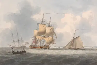 Фрегат, ожидающий пилота by Уильям Андерсон, 1797 — digital art print download