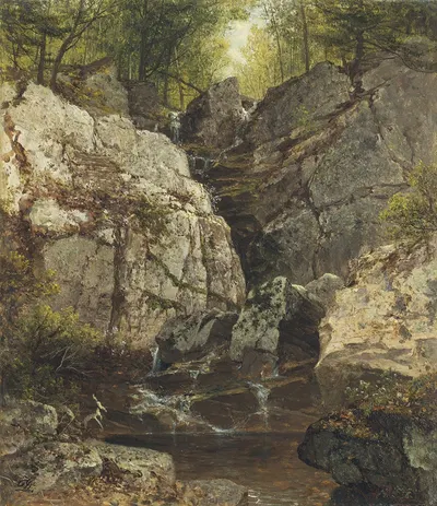 Водопад, округ Рокленд, Нью-Йорк by Дэвид Джонсон, 1876 — digital art print download