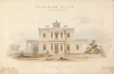Проект афинской виллы, фронтальный фасад by Эдвард Джонс, 1834 — digital art print download