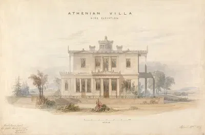Проект афинской виллы, боковой фасад by Эдвард Джонс, 1834 — digital art print download