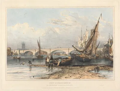 Новый Лондонский мост с Биллингсгейта by Эдвард Уильям Кук, 1832 — digital art print download