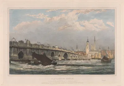 Старый Лондонский мост после ремонта 1700 до 1831 by Эдвард Уильям Кук, 1833 — digital art print download