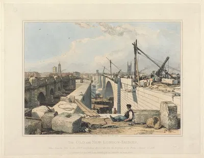 Старый и новый Лондонский мост by Эдвард Уильям Кук, 1830 — digital art print download