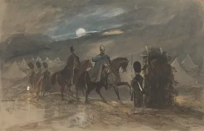 Лагерь в Чобхэме, 1853 с офицерами и часовым by Джордж Брайант Кэмпион, 1853 — digital art print download