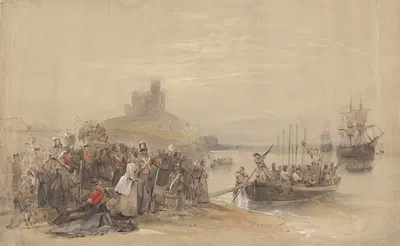 Coastal Scene with Troops Embarking by George Bryant Campion — digital art print download