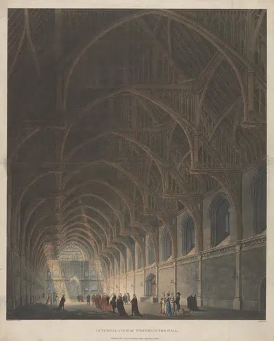 Internal View of Westminster Hall by George Hawkins, 1801 — digital art print download