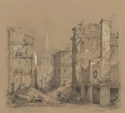 Ruins of the Saint-Cloud Church at the Siege of Paris by Henri Guilmard, 1870 — digital art print download
