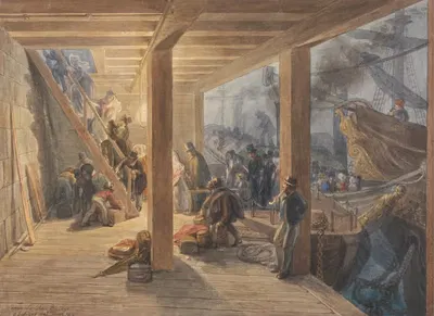 Лестница лебедей, Лондонский мост by Джордж Иоганн Шарф, 1841 — digital art print download