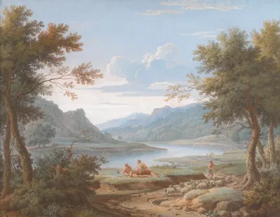 Аркадийский пейзаж by Джордж Ламберт, 1742 — digital art print download