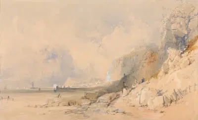 Фигуры на тропе у обрыва рядом с Дувром by Джеймс Бейкер Пайн, 1839 — digital art print download
