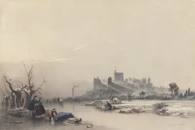 Замок Виндзор с замерзшей реки во время Великого мороза by Джеймс Бейкер Пайн, 1838 — digital art print download