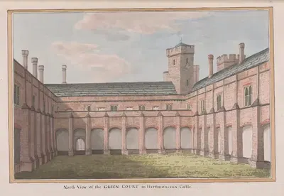 Herstmonceux Castle, East Sussex: North View of the Green Court by James Lambert of Lewes — digital art print download