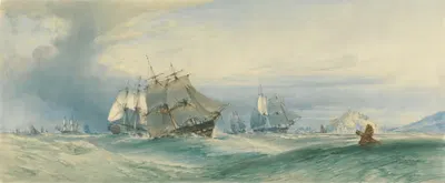 Отгрузка у горы Святого Михаила, Корнуолл by Джон Кэллоу, 1866 — digital art print download