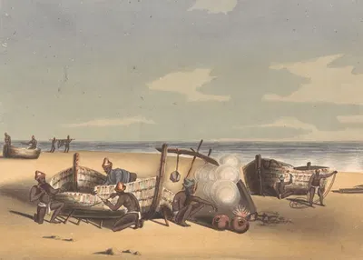 Строительство и ремонт лодок Масула by Джон Гантц, 1828 — digital art print download