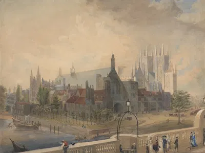 Вид на Вестминстерский зал и аббатство с моста by Джон Гендалл, 1818 — digital art print download