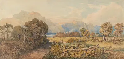 Пейзаж с рекой и горами by Джон Джозеф Котман, 1872 — digital art print download
