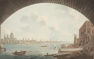 A View of London from Blackfriars Bridge by John William Edye, 1795 — digital art print download