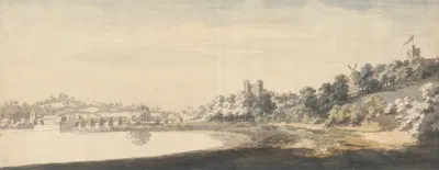 The Bridge and Castle at Rochester by Jonathan Skelton, 1757 — digital art print download