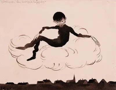 Self Portrait on a Cloud by Ivar Arosenius, 1907 — digital art print download