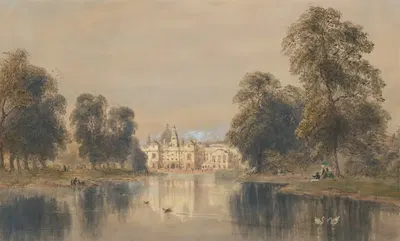 Конные гвардейцы с моста, Сент-Джеймс Парк by Джозеф Мюррей Инс, 1833 — digital art print download