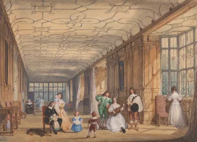 Долгая галерея, Хэддон-Холл, Дербишир by Джозеф Нэш, 1839 — digital art print download