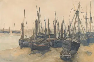 Fishing Boats Moored by Jules Lessore — digital art print download