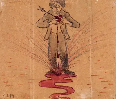 Self Portrait with Arrow in Bleeding Heart by Ивар Аросениус, 1902 — digital art print download