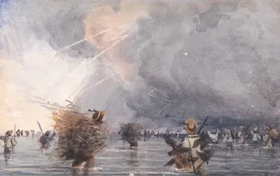 Походная группа на реке Пейхо by Лейтенант Джозеф Спаркхолл Рандл, 1840 — digital art print download
