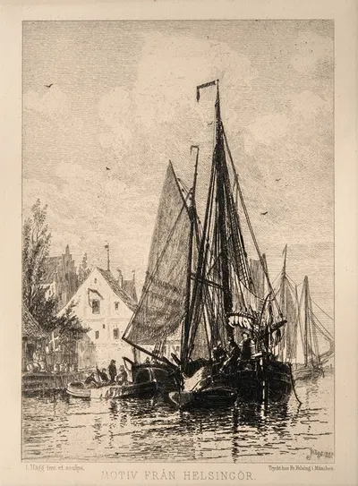 Motif from Helsingør by Jacob Hägg, 1885 — digital art print download