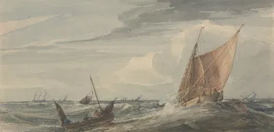 Корабли на бурном море by Самуэль Оуэн, 1836 — digital art print download