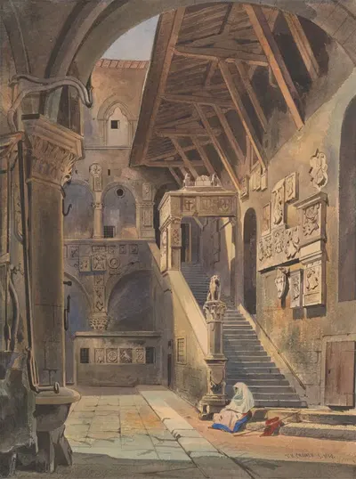 Двор Барджело, Флоренция by Томас Хартли Кромек, 1839 — digital art print download