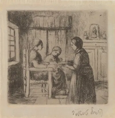Interior in the Kempen with Three Farmer's Wives by Якоб Смитс — digital art print download